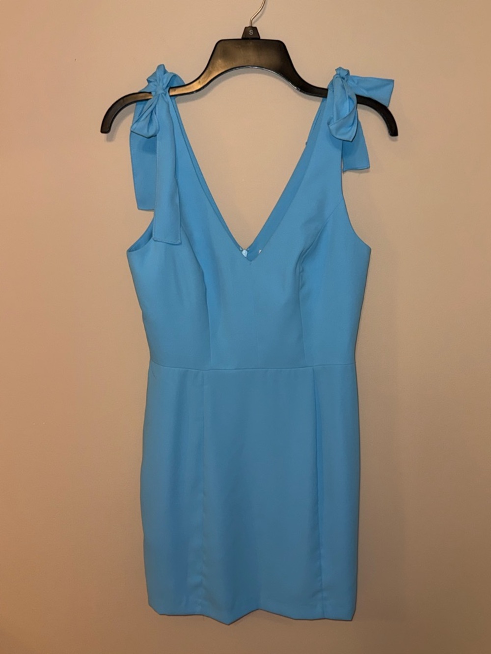 Amanda Uprichard Bright Blue V-Neck Tie-Shoulder Mini Dress